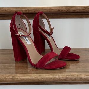 Steve Madden Carrson ankle strap heels in red suede